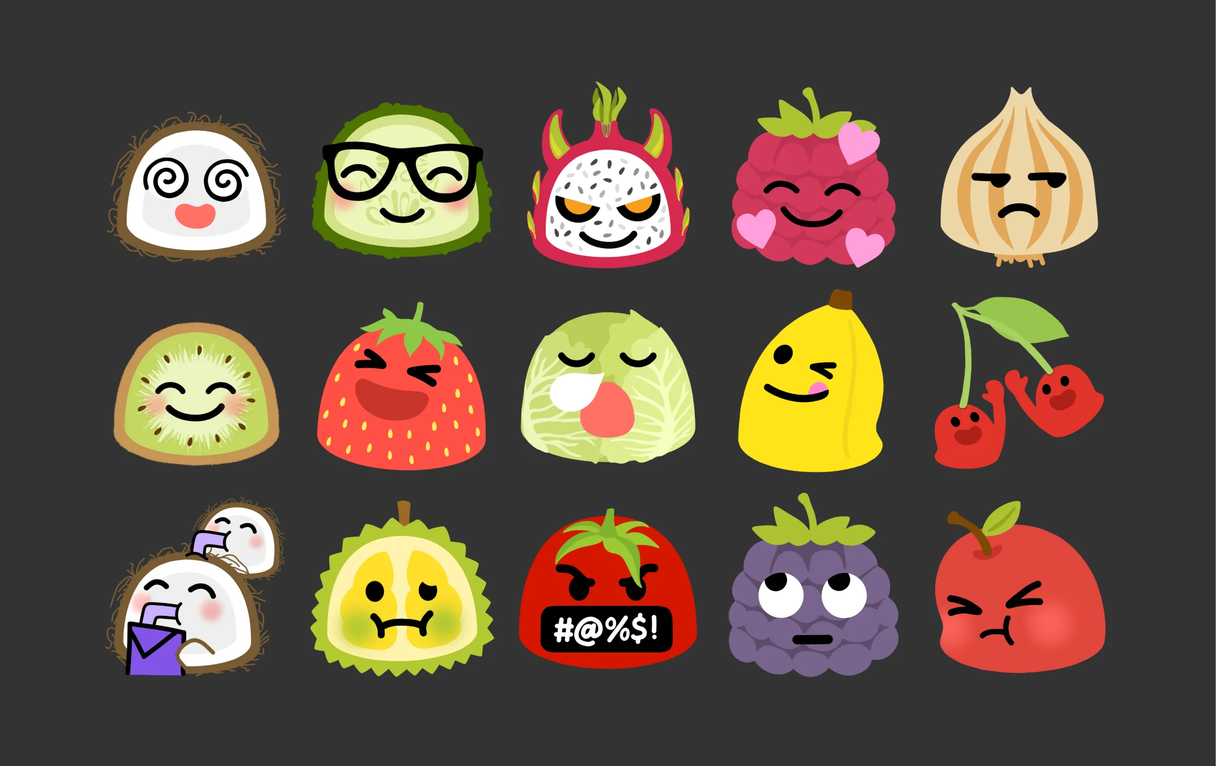 Fruit blob emojis