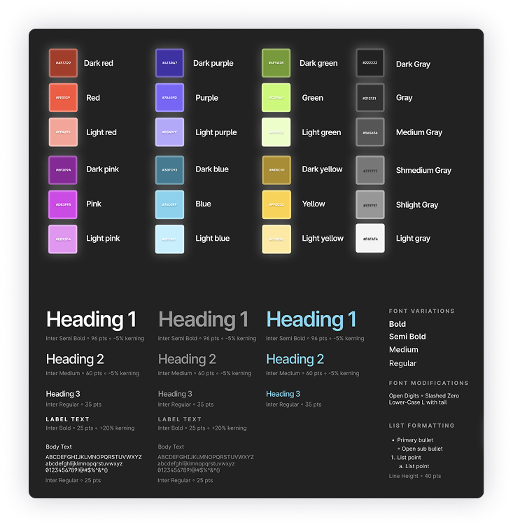 Color and typography tokens.