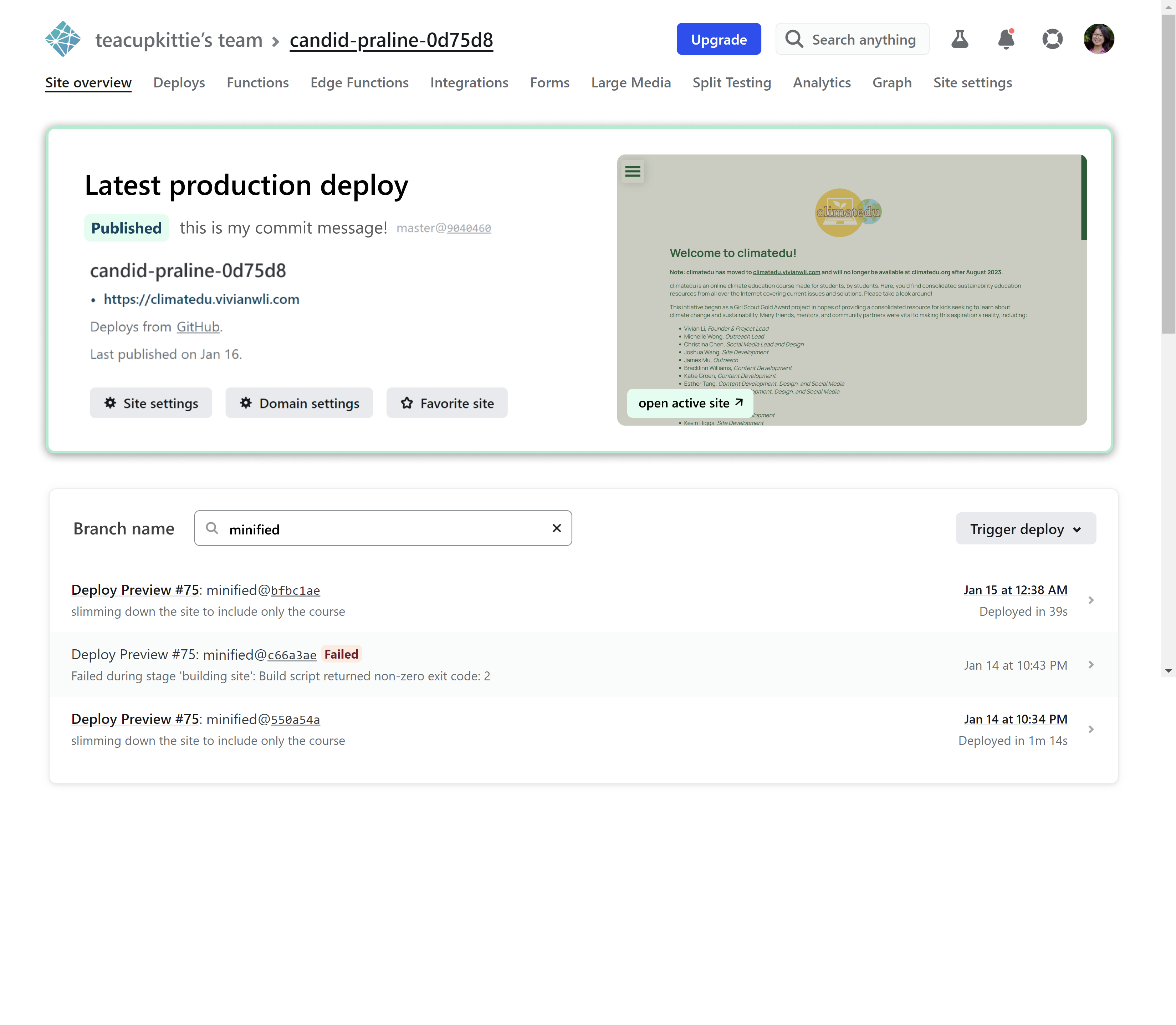 <b>AFTER:</b> Redesigned production deploys, integrated with site homepage.