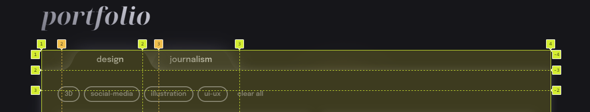 Grid layout outlines from the Chrome DevTools view.