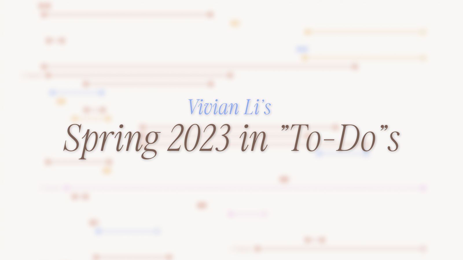 Spring 2023 in "To-Do"s